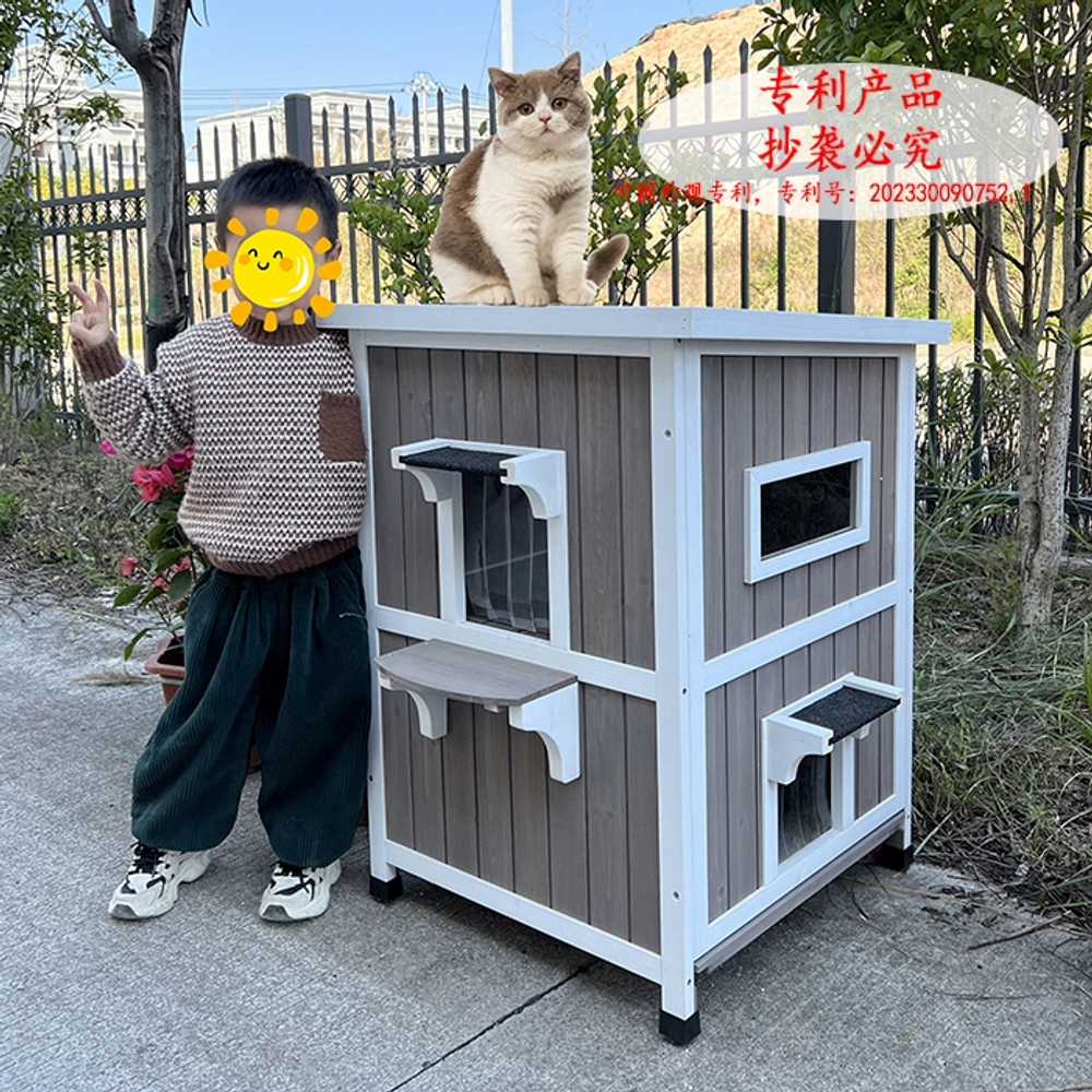원목 야외 고양이집 2단 2층 하우스 길고양이집 급식소 MW-005 - 상세 이미지 3