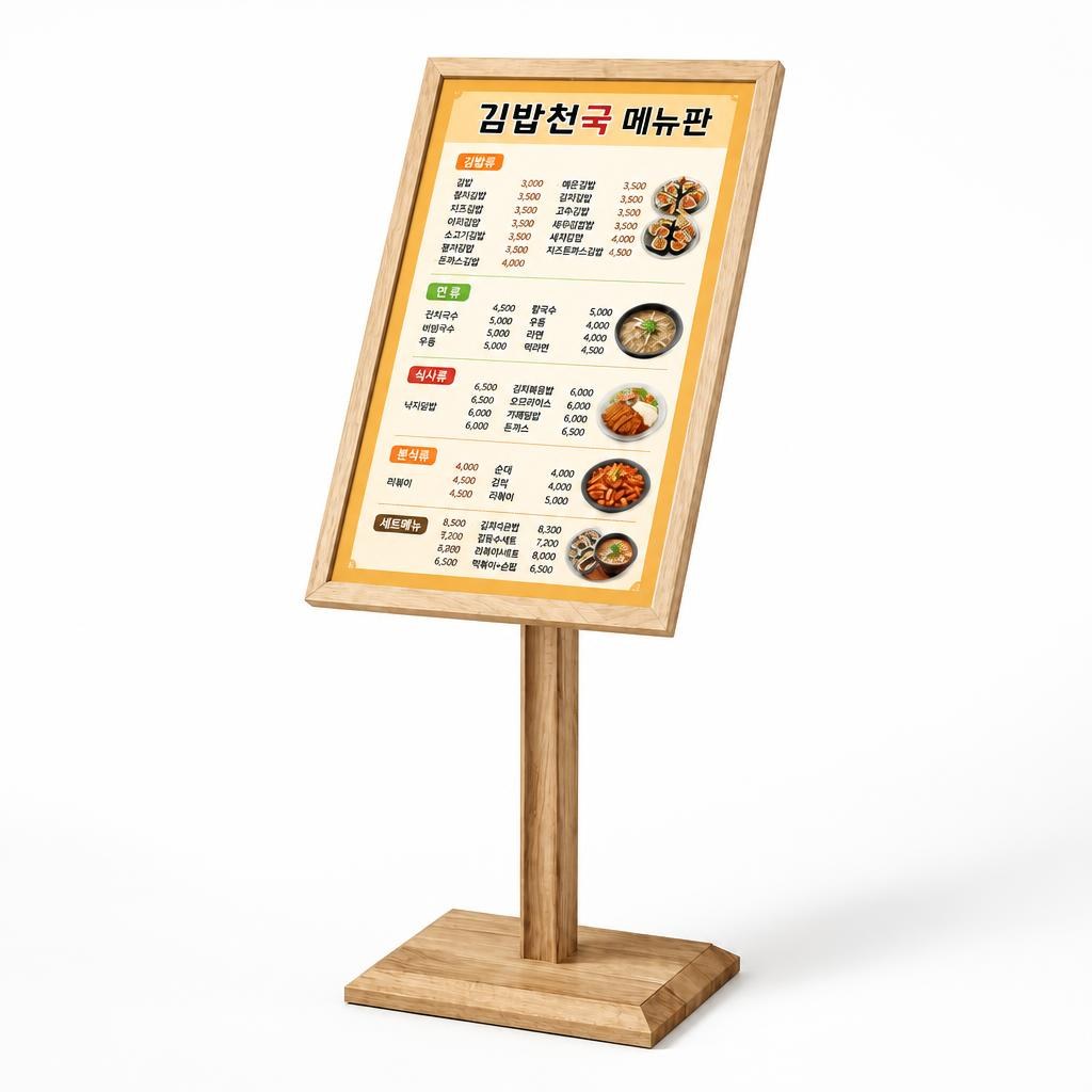 우드 메뉴판 스탠드 야외 안내판 식당 배너 입간판 카페 입구 - 상품 이미지