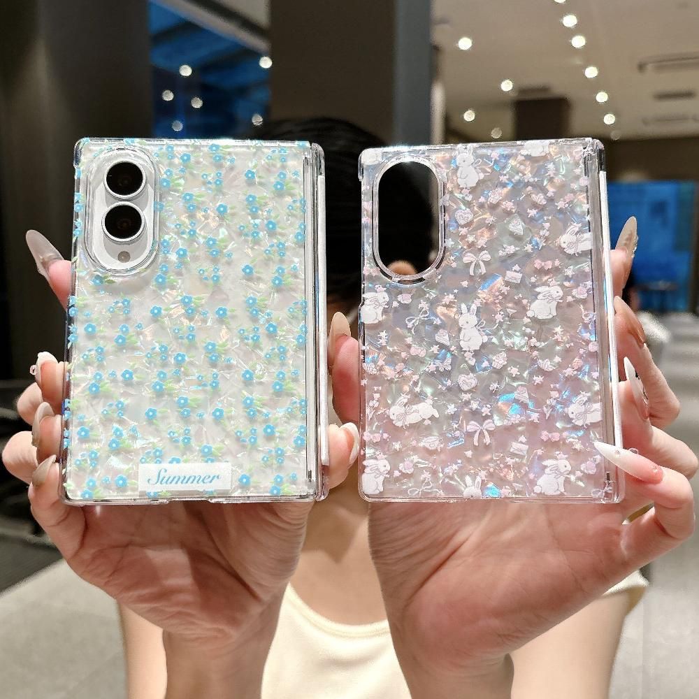 갤럭시폴드8 와이드 케이스 비즈 스트랩 오로라 홀로그램 플라워 커버 - 상세 이미지 5