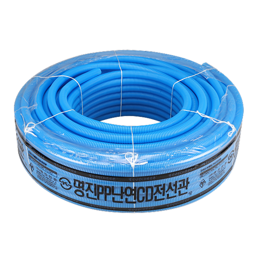 난연 CD 파이프 PP 전선관 전기공사 전선 배관파이프 22mm 청색 100M 주름관 - 상세 이미지 2