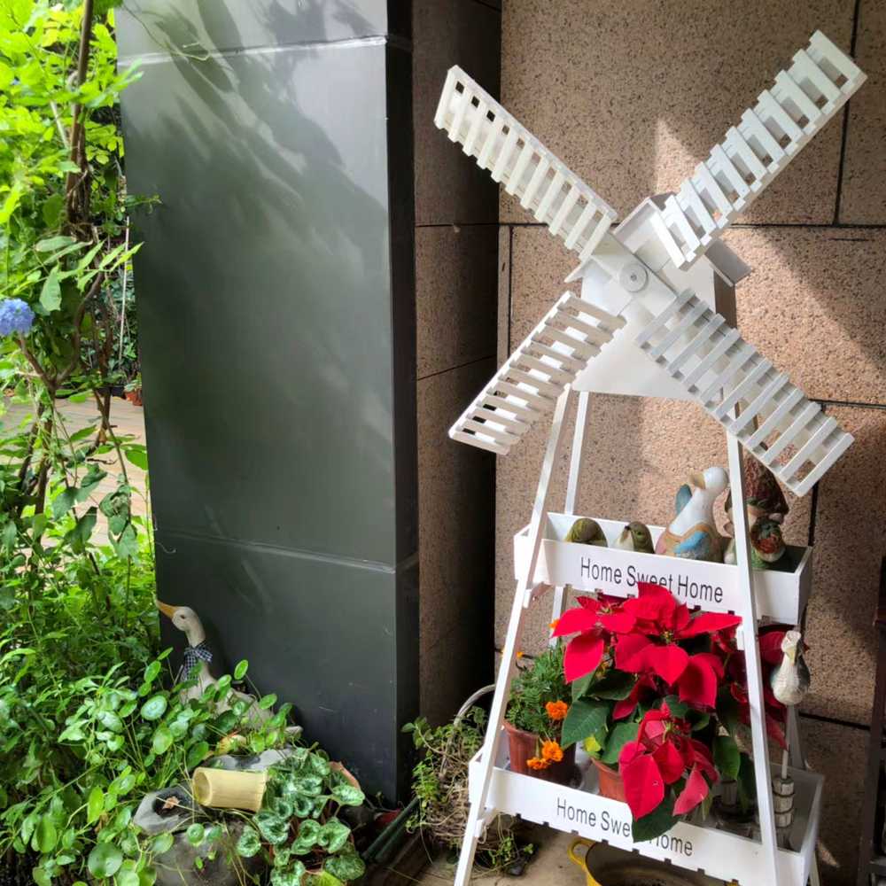 꽃수레 마당 꽃집 선반 화단 야외 엔틱 나무수레화분 트롤리 - 상세 이미지 5