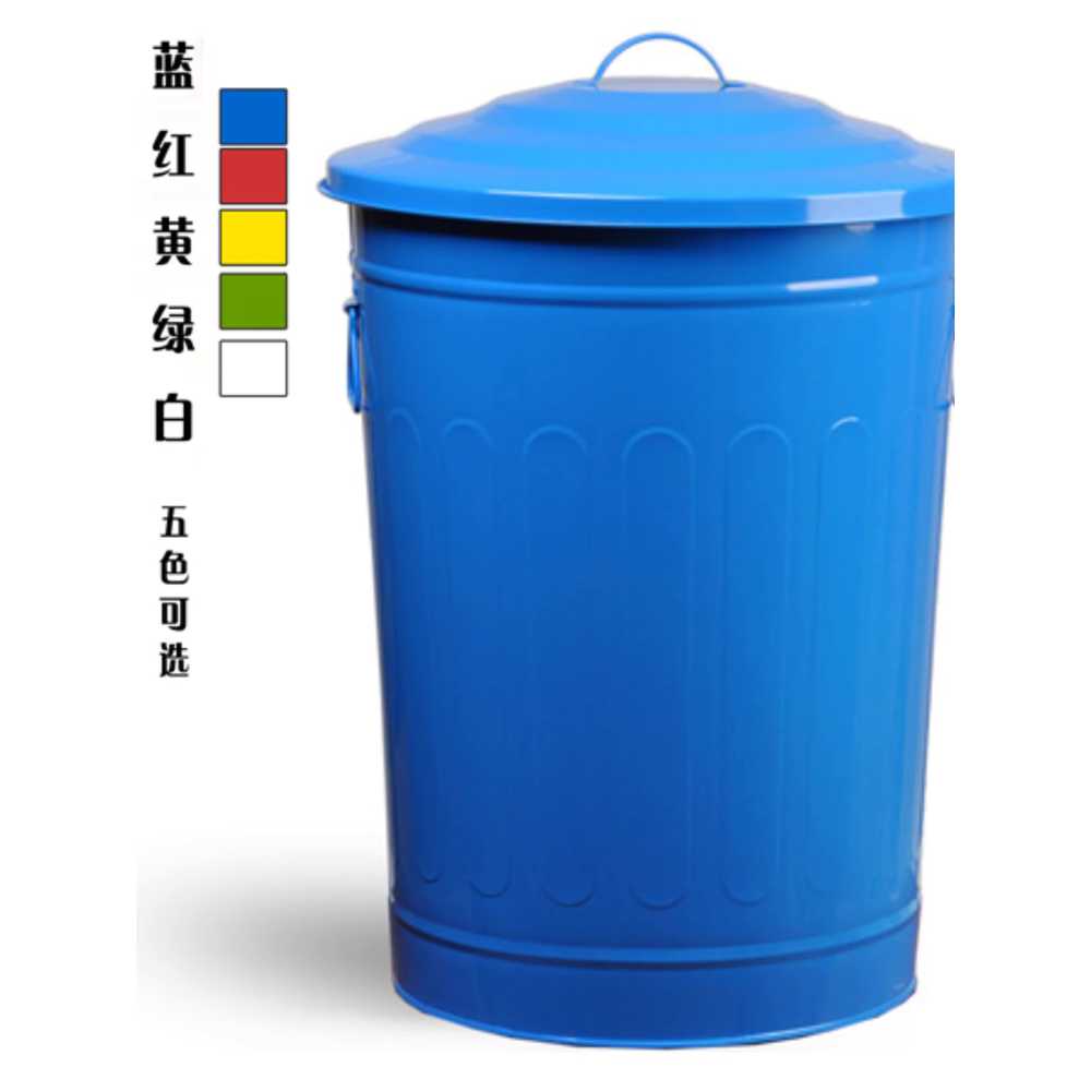 철제 쓰레기통 64L 대용량 야외 공원 양동이 뚜껑 배럴 - 상세 이미지 2