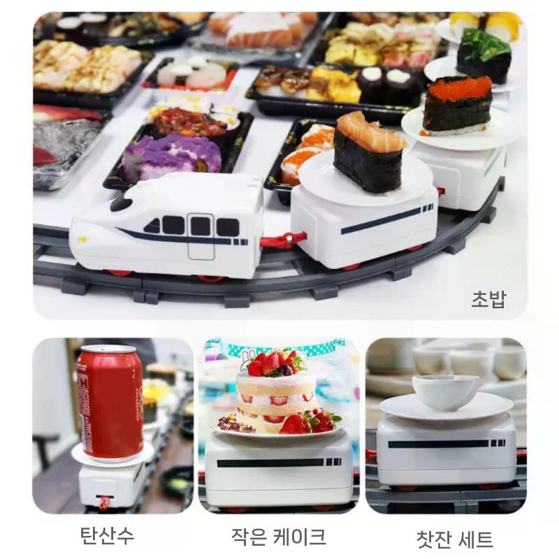 초밥 레일 기차 디저트 턴테이블 스테인리스 회전 전동 3단 세트 - 상세 이미지 3