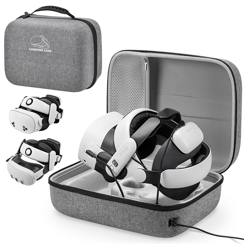 Hard Carrying Case for Meta Quest 3S/Qust 3/Quest 2/PICO 4, Portable Storage Bag with 2 USB Charging - 상품 이미지