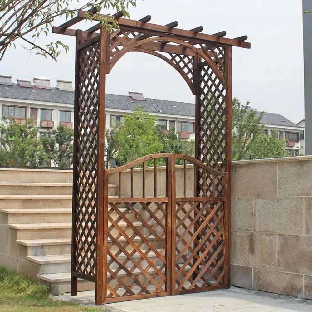 정원 방부목 아치 원목 울타리 지지대 입구 게이트 (A형) 100cm - 메인 이미지