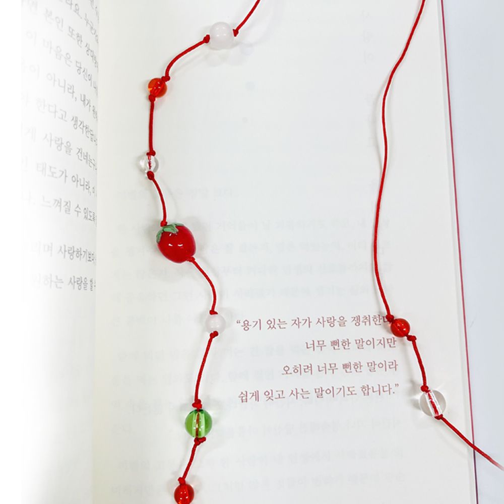 토마토 비즈 끈갈피 만들기 끈 책갈피 만들기 DIY 북마크 독서템 예쁜 과일 - 상세 이미지 4