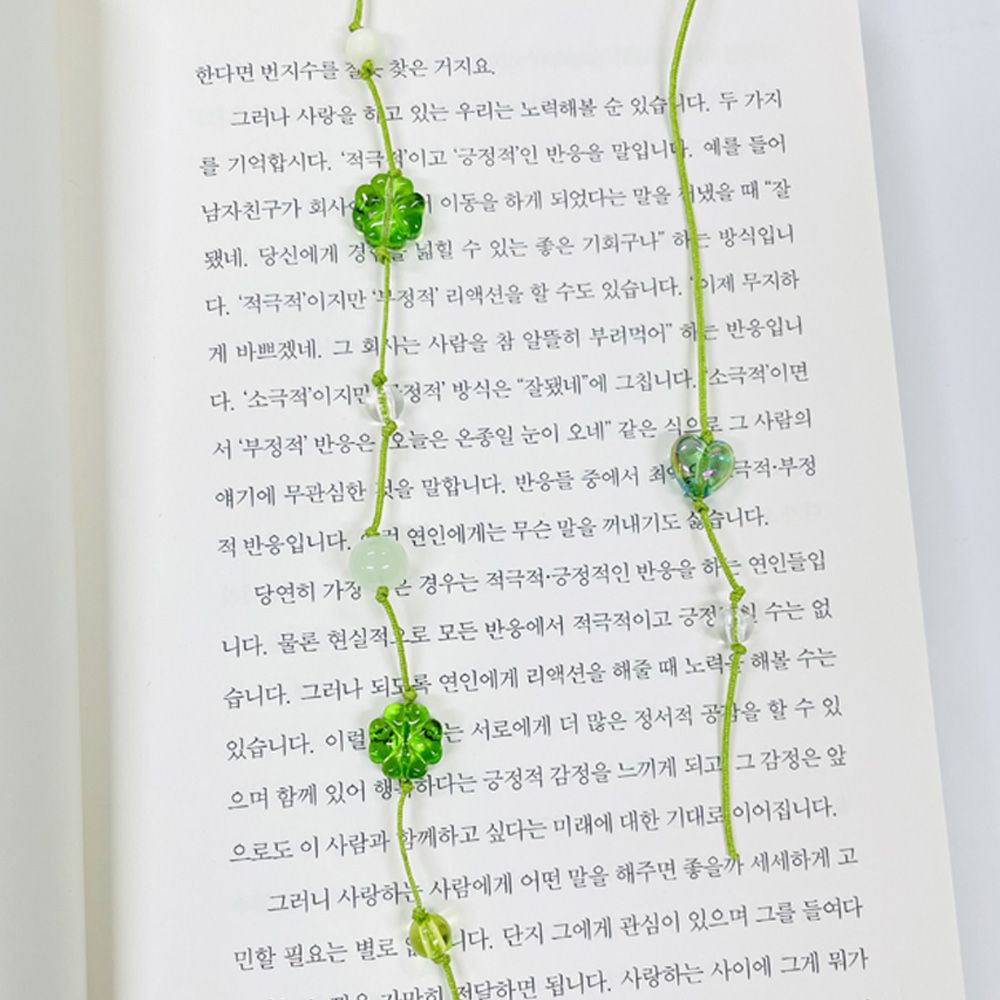 네잎클로버 비즈 끈갈피 만들기 끈 책갈피 만들기 DIY 북마크 독서템 - 상세 이미지 3