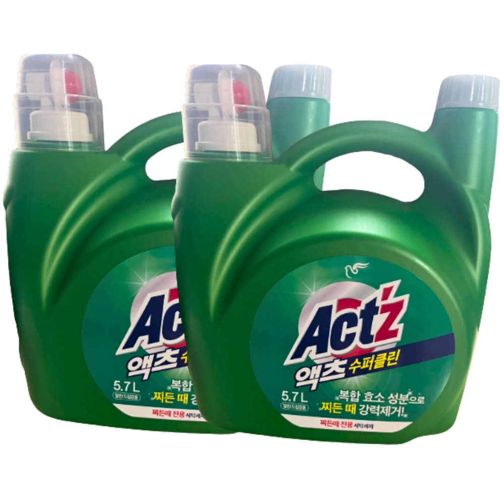 액체세제 대용량 액츠 수퍼클린 찌든때 5.7L x2개 겸용 - 상품 이미지