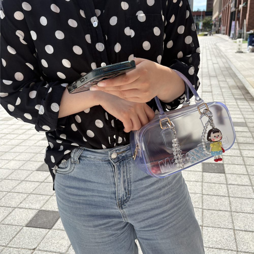 피오니크 무드프렌즈 하늘색니트 체크미니스커트 캐릭터키링 귀여운 가방꾸미기 키홀더 - 상세 이미지 3