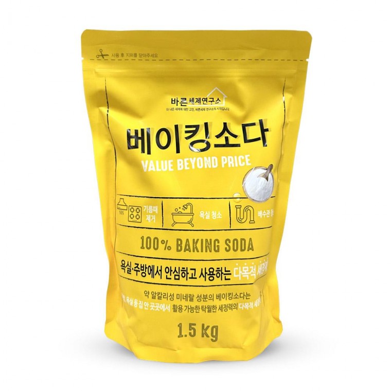 무궁화 바른세제연구소 베이킹소다 1.5kg 찌든때 청소 욕실 세정제 기름때 얼룩 제거 생활 용품 - 상품 이미지