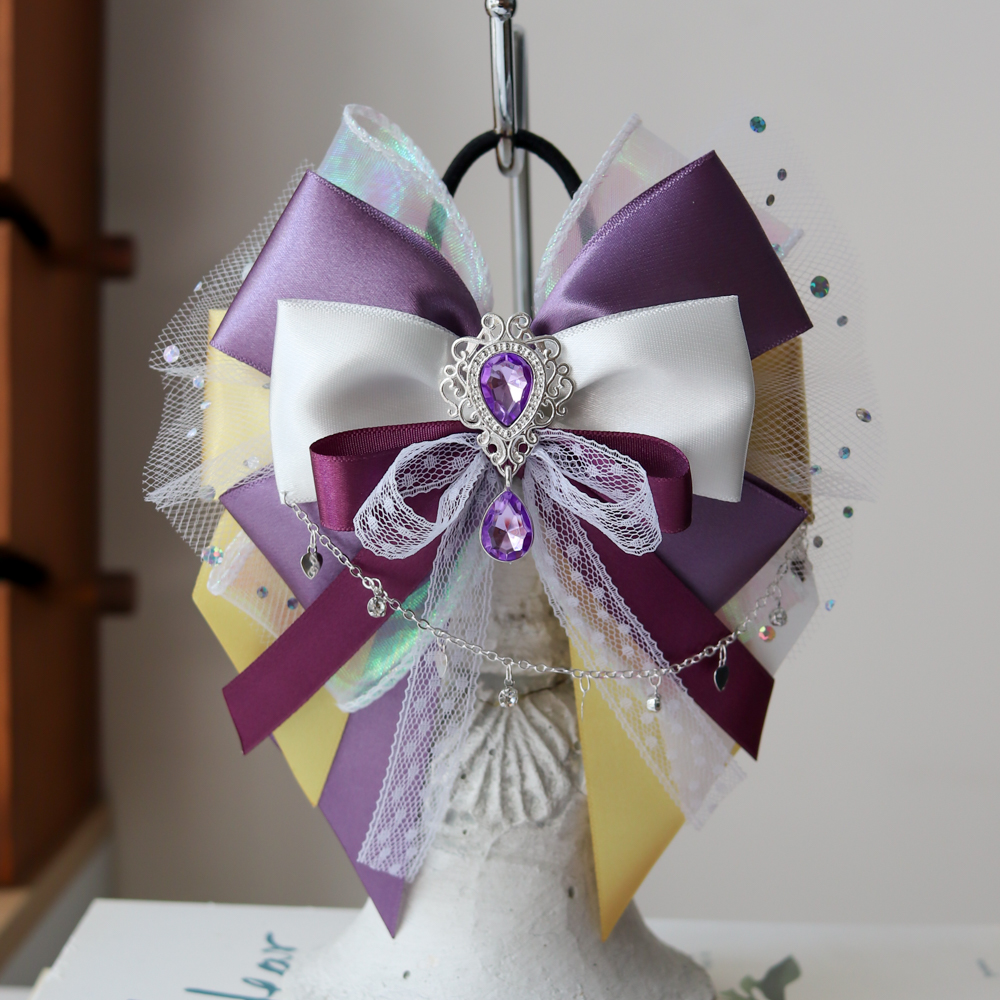 응원봉 리본 킹블 꾸미기 아이돌 키링 퍼플 골드 ver1 체인형 - 상세 이미지 2