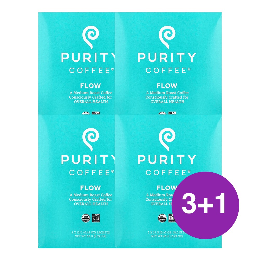 Purity Coffee Flow 티백 미디엄 로스트 65g, 4개 - 상품 이미지