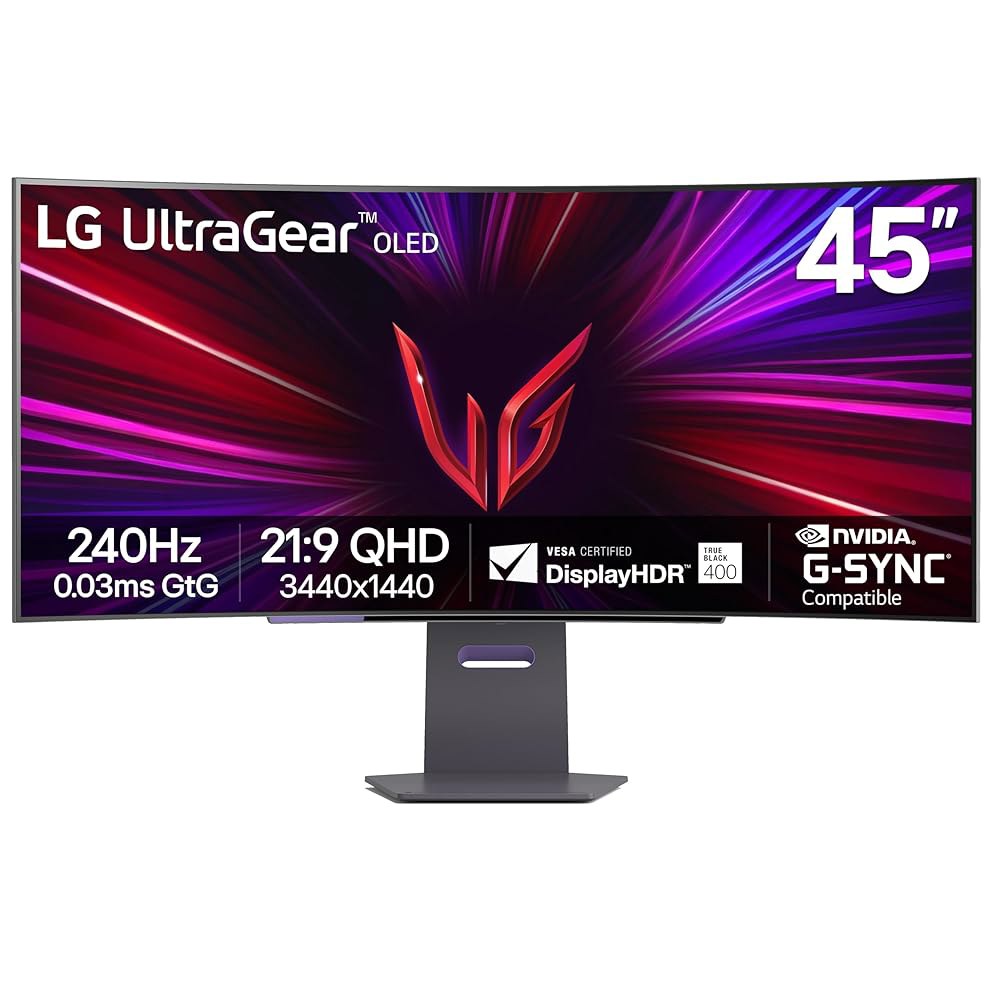 LG 45GS95QE 울트라기어 OLED 커브드 게이밍 모니터 45인치 WQHD 800R 240Hz 0.03ms 디스플레이 HDR 트루 블랙 400 AMD 프리싱크 프리미엄 프로 - 상품 이미지