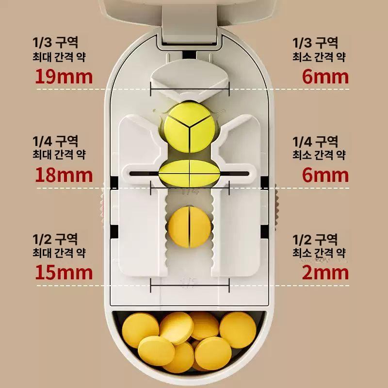 알약커터 약분할기 알약절단기 휴대용 약통 보관 케이스 그린 12+13+14 절단기 브러시 포함 - 상세 이미지 2