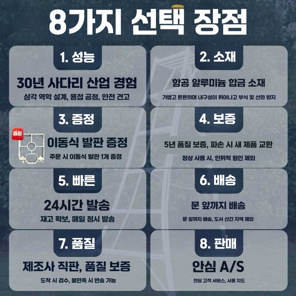 과수원사다리 10단 발판 원예용 정원 가지치기 농가 7단 사다리 - 2.4m - 상세 이미지 3