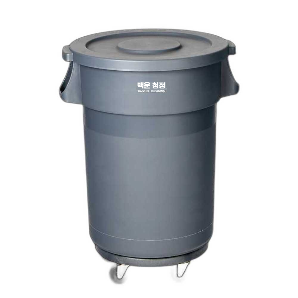 이동식 쓰레기통 대형 짬통 음식물 펜션 휴지통 군대 80L(56x62) - 상품 이미지