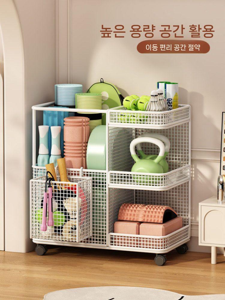 요가매트 수납함 운동기구 거치대 정리함 보관랙 홈트 화이트 - 상세 이미지 4
