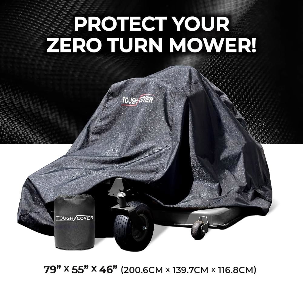 Tough Cover Zero-Turn 잔디깎이 커버 - 베이직 에디션, 블랙, 200.7 x 116.8 139.7cm(79 46 55인치) 튼튼한 방수 잔디 트랙터 커버용 자외선 - 상세 이미지 3