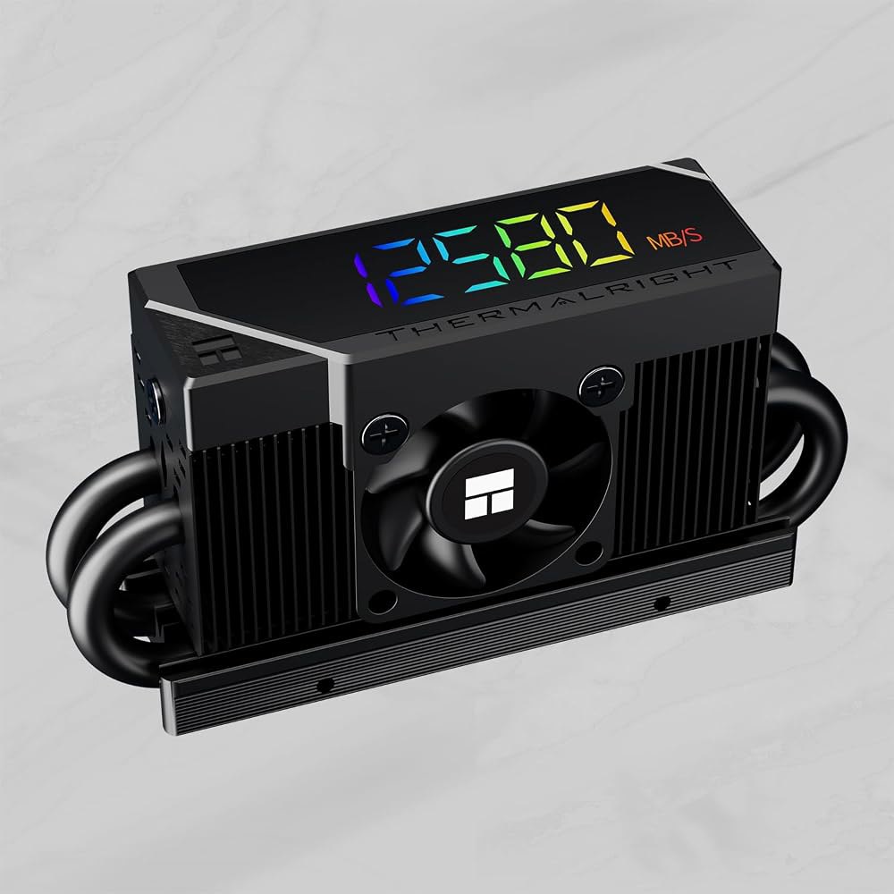HR10 2280 PRO 디지털 블랙 사양 M.2 솔리드 스테이트 드라이브-완벽한 적응 및 탁월한 냉각 성능, 30mm 팬 6500RPM, 내장 ARGB 디스플레이 - 상세 이미지 3