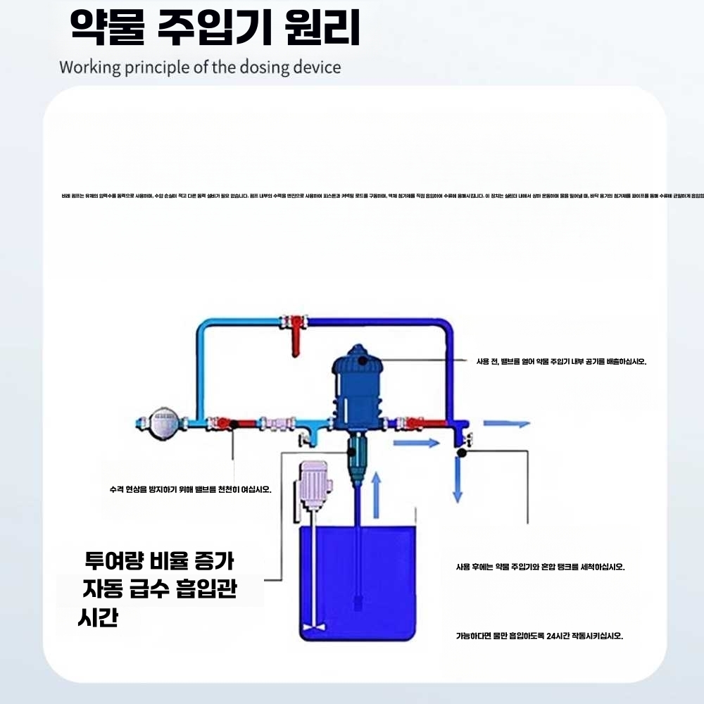 축산용 음수투약기 도사트론 약품 희석 도포기 소독기 블루(0.2-2)+필터 - 상세 이미지 4