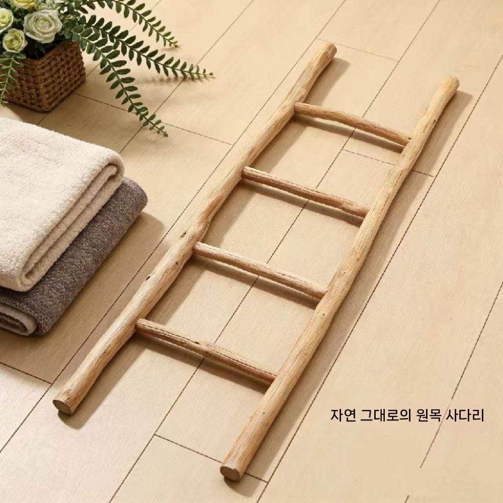 원목 사다리 행거 인테리어 드레스룸 우드 전시 소품 높이80cm 너비35cm 3단 - 상세 이미지 5