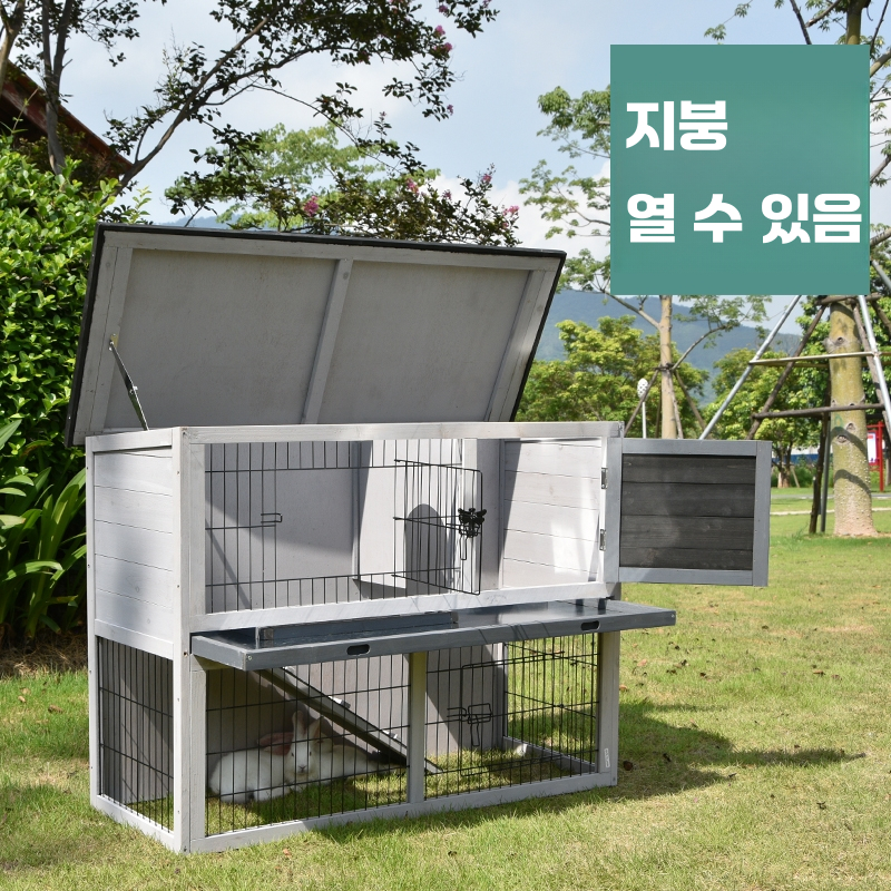 대형 토끼 사육장 케이지 닭장 조립식 야외 닭집 마당 2층 (바닥 다리) - 상세 이미지 4