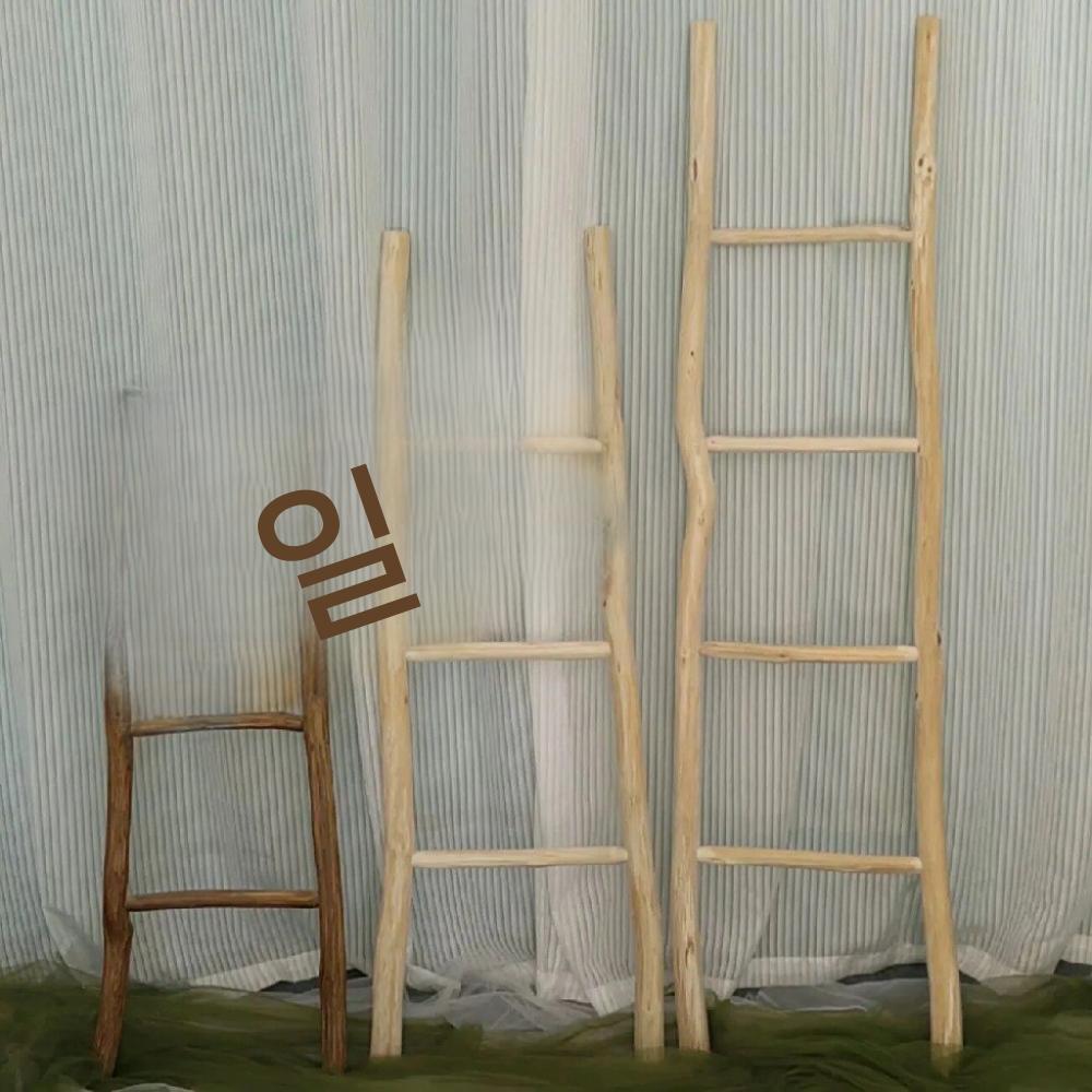 원목 사다리 행거 인테리어 드레스룸 우드 전시 소품 높이80cm 너비35cm 3단 - 상세 이미지 4
