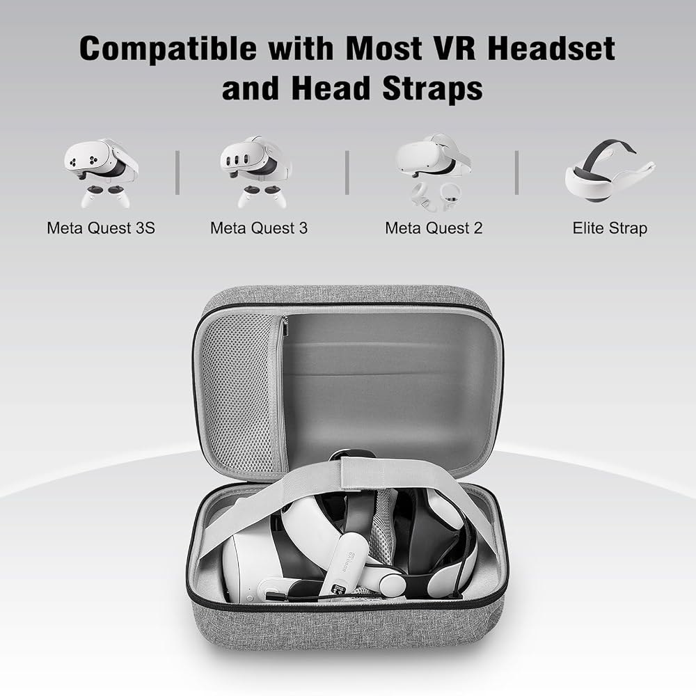 Hard Carrying Case for Meta Quest 3S/Qust 3/Quest 2/PICO 4, Portable Storage Bag with 2 USB Charging - 상세 이미지 3