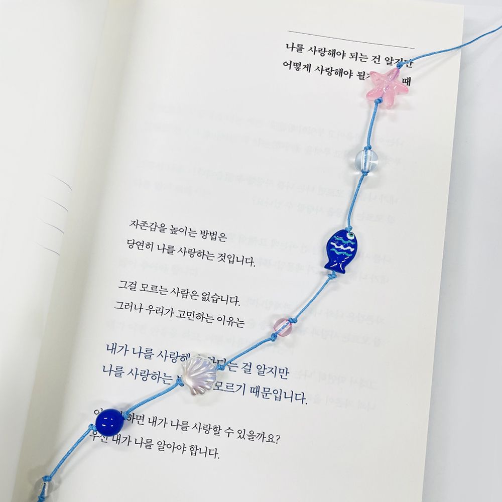 물고기 비즈 끈갈피 만들기 끈 책갈피 만들기 DIY 북마크 독서템 바다 - 상세 이미지 5