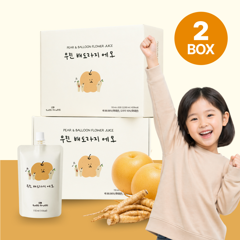 뚜띠프루티 국내산 배도라지즙 배즙 배 도라지 110ml x 30포, 2박스