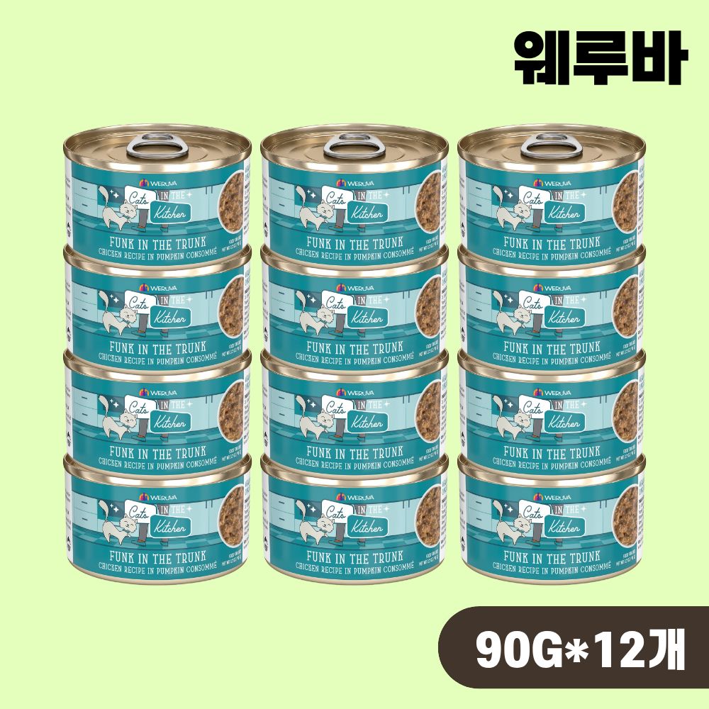 [+N포인트] 웨루바 캣 주식 캔 고양이 습식캔 펑크 인더 트렁크, 90g, 12개 - 상품 이미지