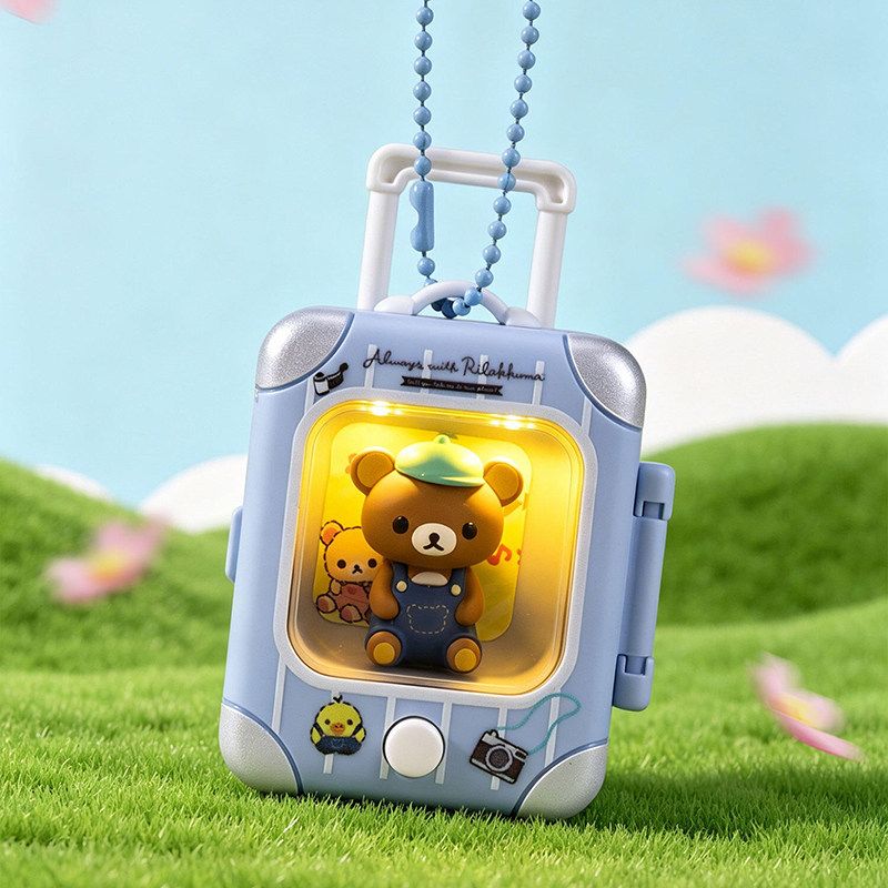 리락쿠마 캐리어 키링 LED 랜덤박스 선택 확정 가능 - 상품 이미지