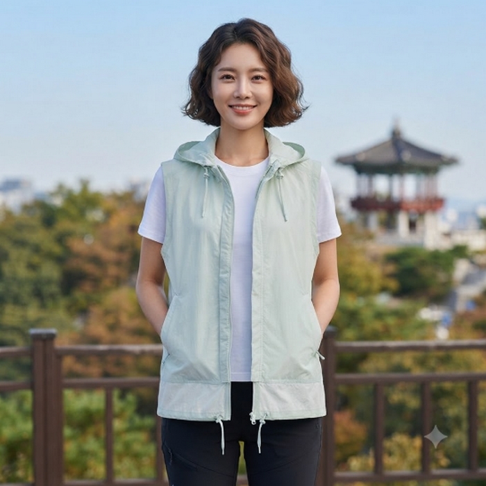 밀레 여성 봄 간절기 홑겹 힙 덮는 기장감 아웃도어 등산 조끼 배스트 - 상세 이미지 3