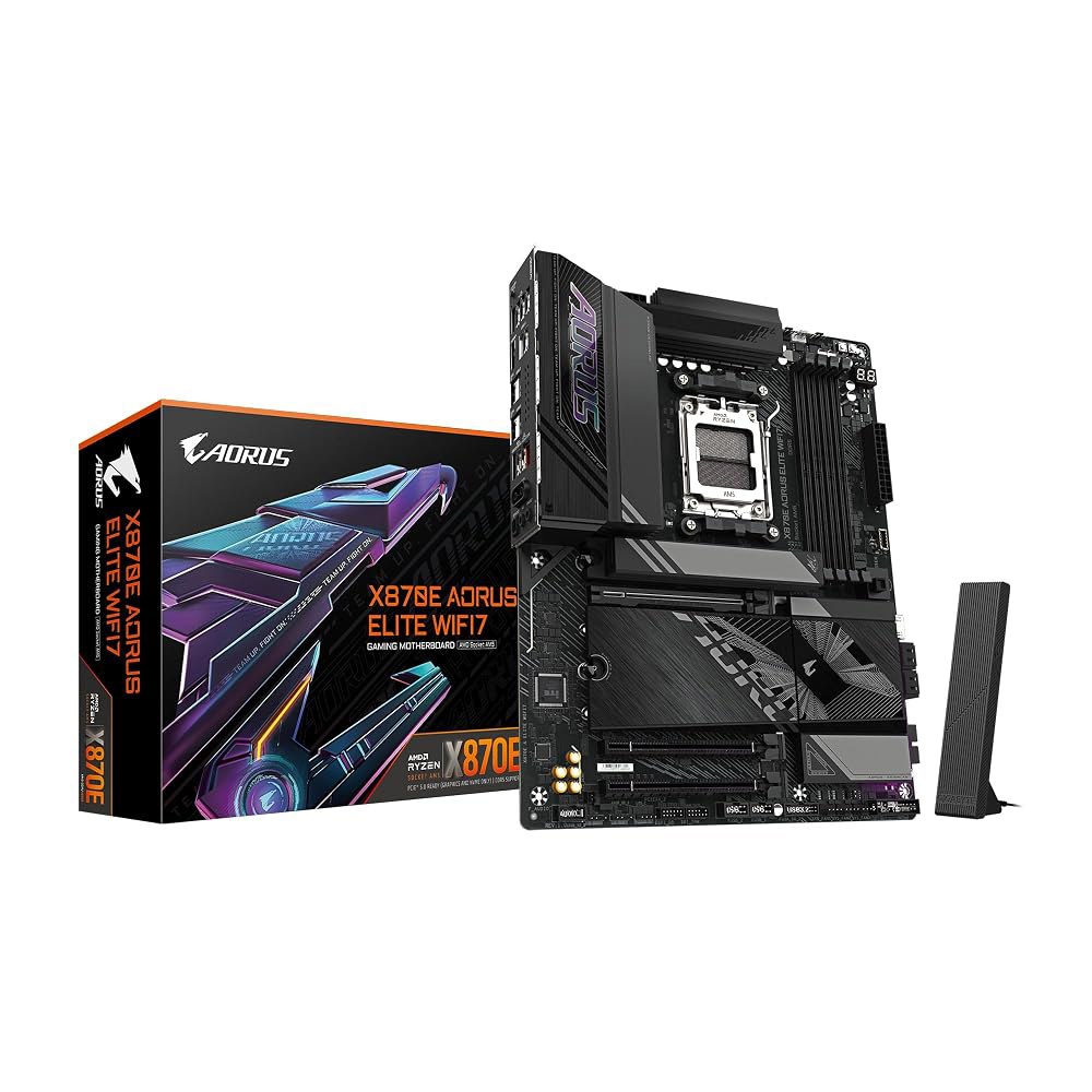 기가바이트 X870E AUS 엘리트 WiFi 7 AMD AM5 LGA 1718 마더보드, ATX, DDR5, 4X M.2, PCIe 5.0, USB4, 2.5GbE LAN, EZ- - 상품 이미지