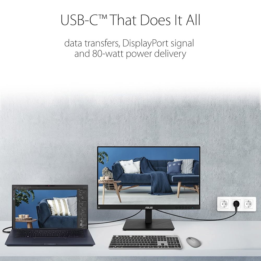 ASUS 24인치 1080P 멀티터치 모니터(BE24ECSBT) - 풀 HD, IPS, 10포인트 터치, 아이 케어, 전원 공급이 가능한 USB-C, HDMI, 디스플레이포트 데이 - 상세 이미지 3