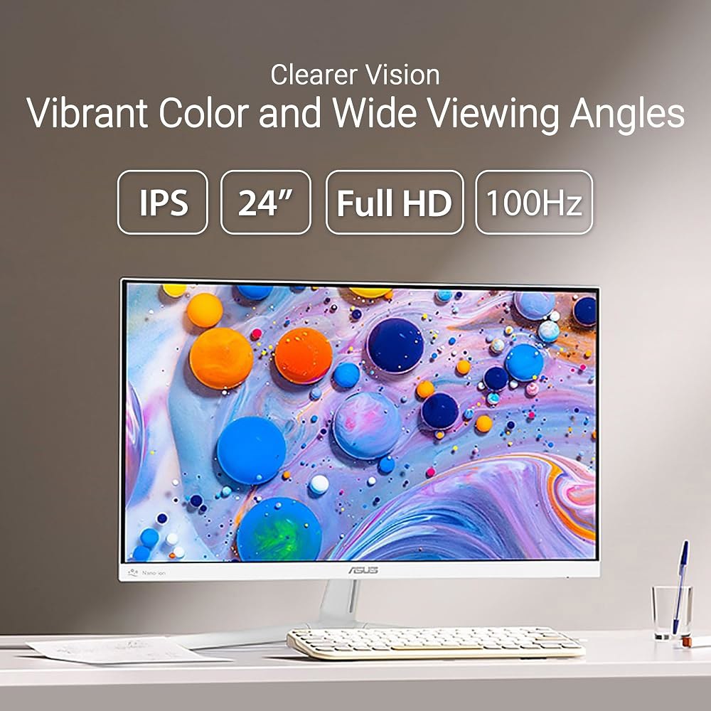 ASUS 24인치(23.8인치) 1080P 아이 케어 모니터(VU249HFI-W) - 풀 HD, IPS, 100Hz, SmoothMotion, 어댑티브 싱크, 나노 이온, 플러스, - 상세 이미지 3