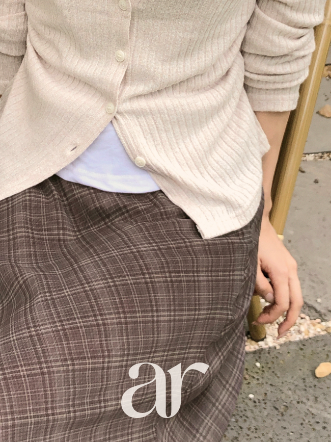 (국내제작) 체크 쉬폰 롱 스커트 sk7895 이미지 8