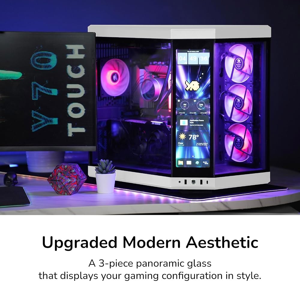 HYTE Y70 터치 인피니트 모던 에스테틱 게이밍 PC 케이스 - 통합 2.5K LCD 터치스크린 화면 디스플레이 듀얼 챔버 ATX 데스크톱 섀시 10 팬 용량 럭셔리 PCIe - 상세 이미지 3