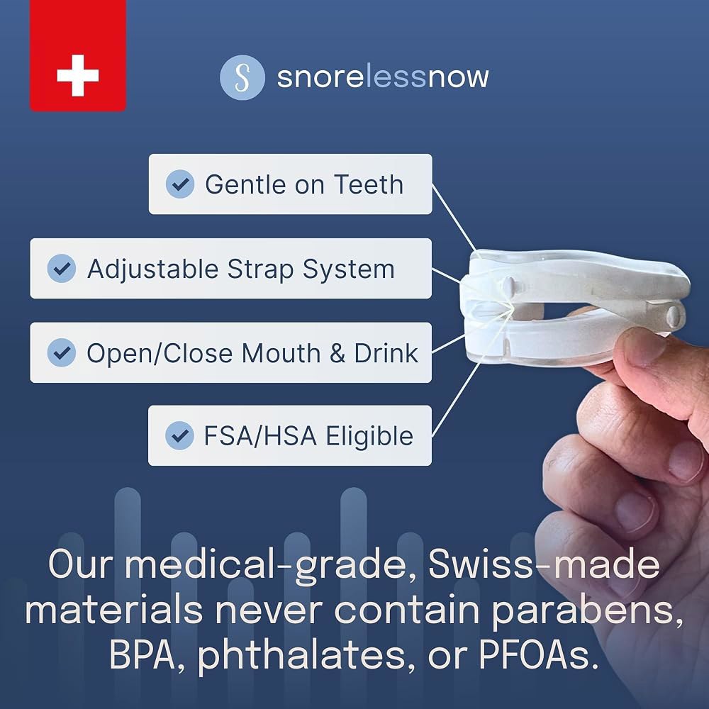 비강확장기 SnoreLessNow의 Somnofit-S 안티 코골이 마우스가드 | 스위스 제조 FDA 승인 가장 편안한 마우스피스 Sleep Tight 남녀 모두를 위한 조절 가능 - 상세 이미지 3