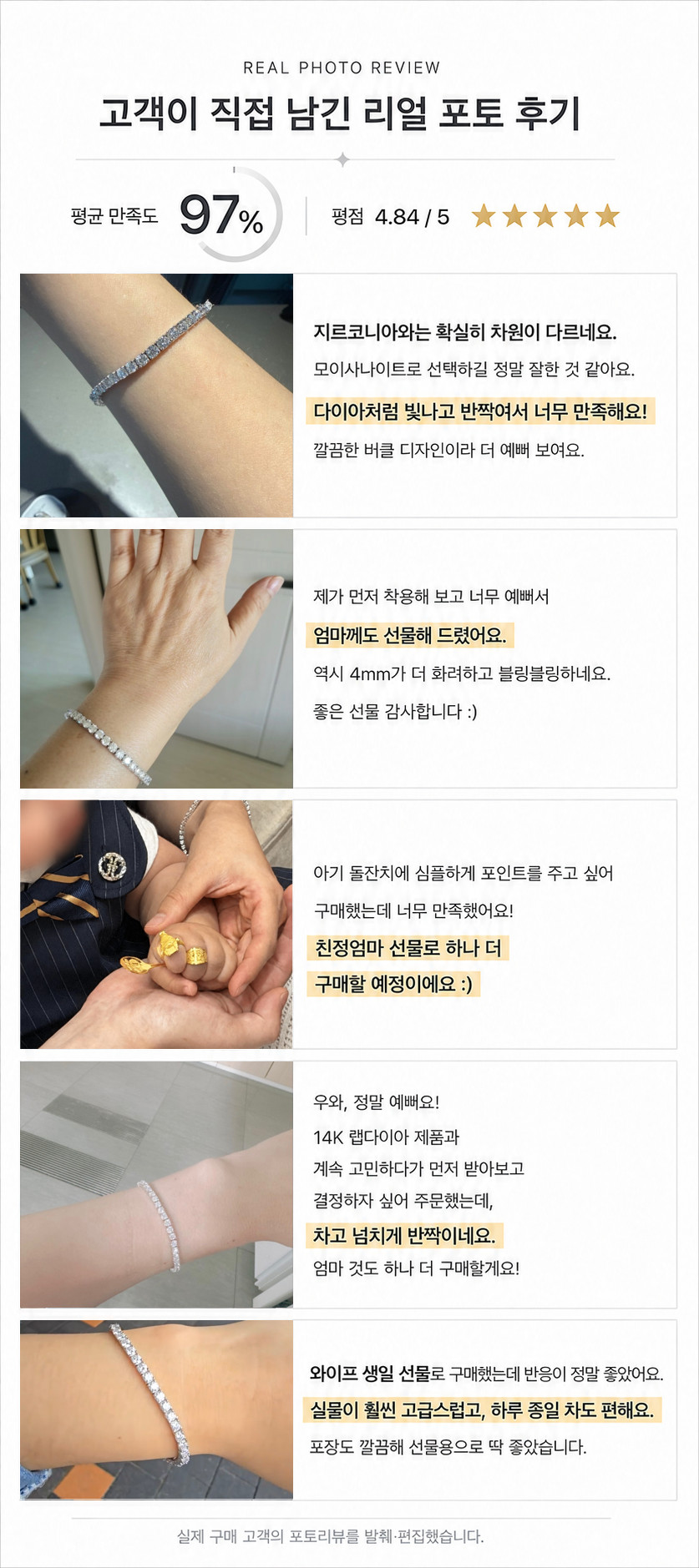 모이사나이트 테니스팔찌 실버925 3mm 4mm 실버 테니스 팔찌 판매처 상세 정보 이미지 1