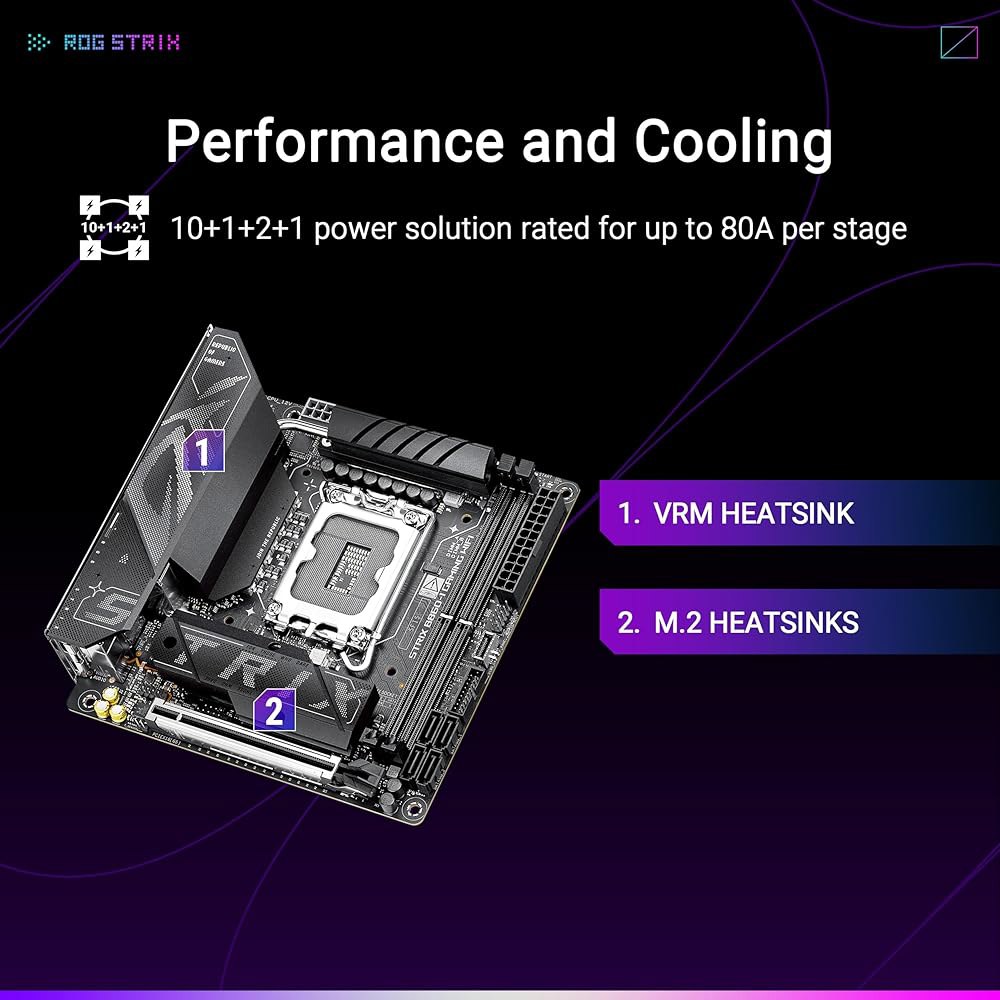 ASUS ROG STRIX B860-I 게이밍 와이파이 B860 LGA 1851 mITX 미니 ITX 마더보드, 인텔 코어 울트라 시리즈 2 레디, 어드밴스드 AI 10+1+2+1 - 상세 이미지 3
