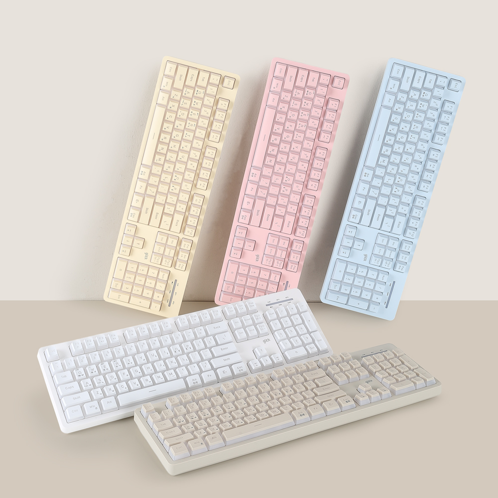 지클릭커 오피스프로 PWK104 푸딩 RGB MOOD 풀윤활 저소음 무선 블루투스 키보드 바닐라옐로우 - 상세 이미지 2