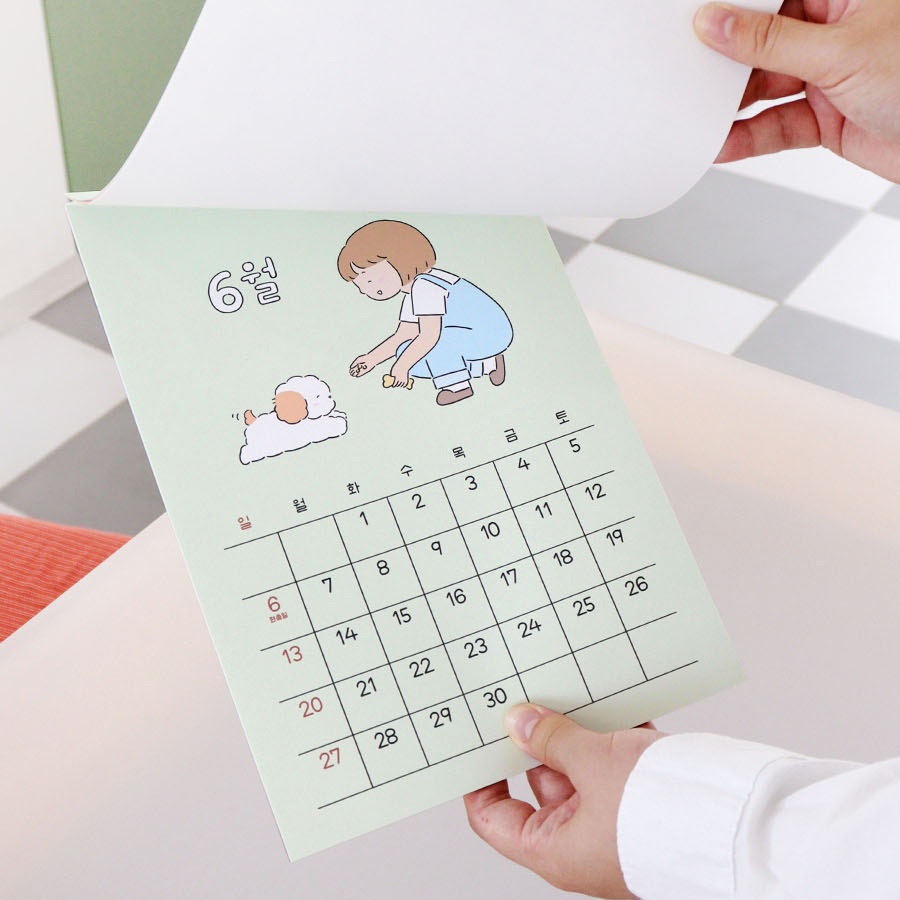 2027년 A4 벽걸이 낱장 달력 27년 벽 달력 일러스트 포스터 캘린더 2027 - 상세 이미지 3