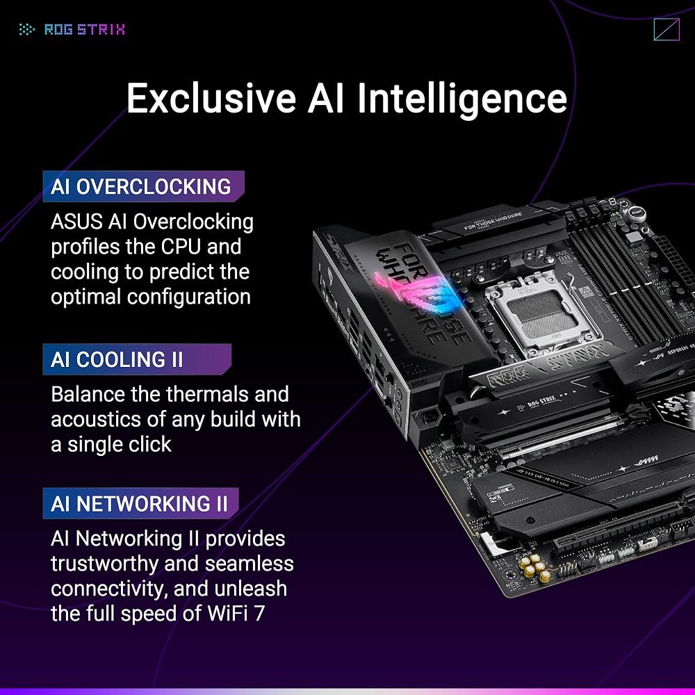 ASUS ROG Strix X870E-E 게이밍 WiFi AMD AM5 X870 ATX 마더보드 18+2+2 전원 스테이지, 다이내믹 OC 스위처, 코어 플렉스, DDR5 AEMP - 상세 이미지 2