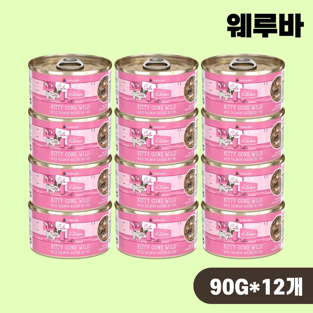 [+N포인트] 웨루바 캣 주식 캔 고양이 습식캔 키티건 와일드, 90g, 12개 - 상품 이미지