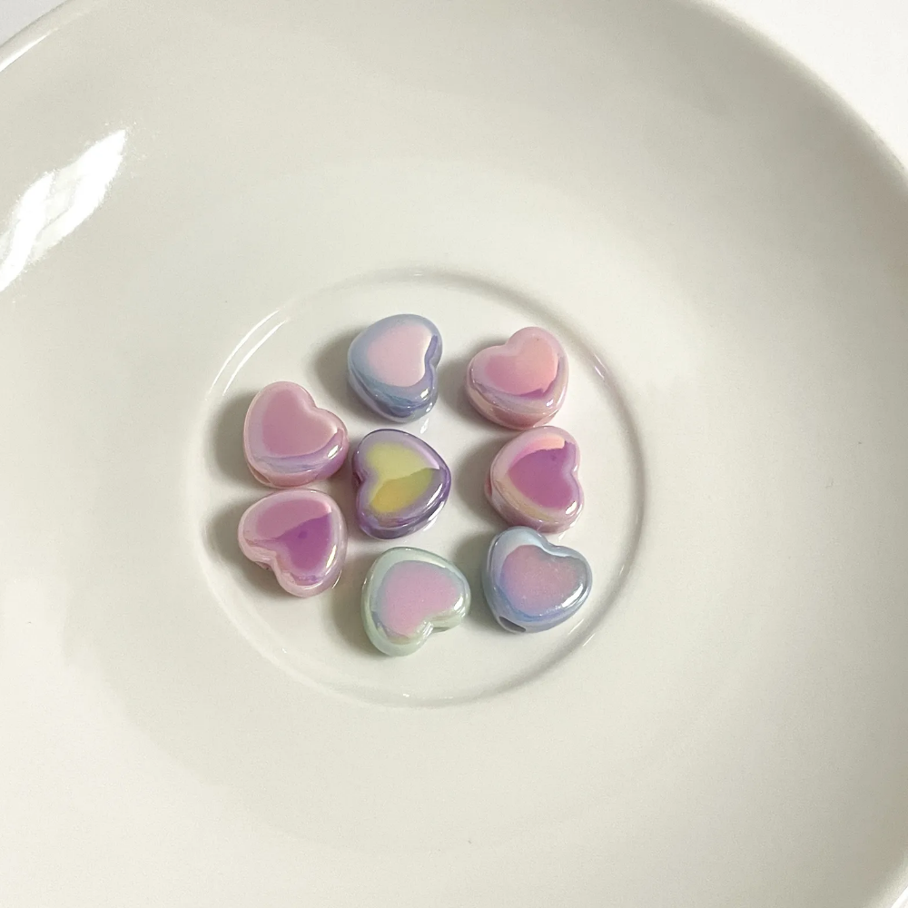 홀로그램 하트 비즈 캔디 반지 공예 구슬 재료 팔찌 폰스트랩 만들기 DIY 악세사리 재료 - 상품 이미지
