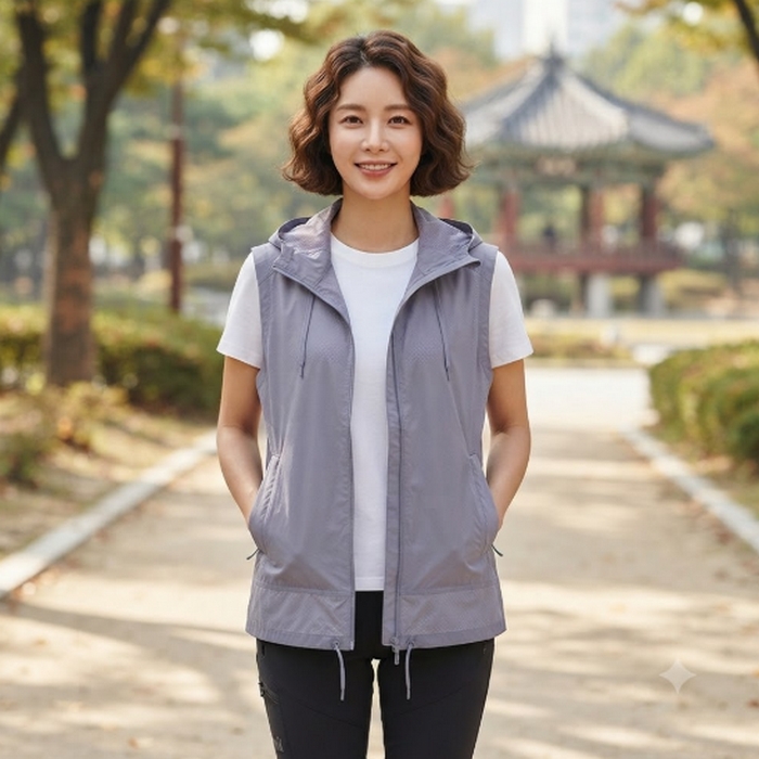밀레 여성 봄 간절기 홑겹 힙 덮는 기장감 아웃도어 등산 조끼 배스트 - 상품 이미지