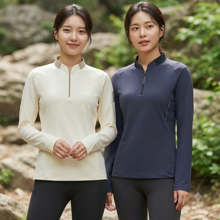 밀레 여성 간절기 하이브리드 까르비코 아우터 집업 등산 긴팔 티셔츠 - 상품 이미지