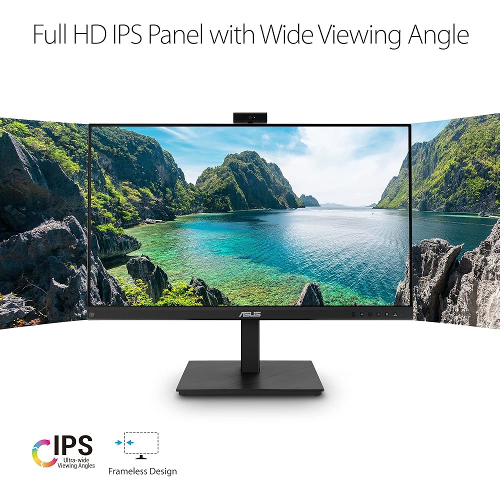 ASUS 27인치 1080P 비디오 컨퍼런스 모니터(BE279QSK) - 풀 HD, IPS, 내장 조절 가능한 2MP 웹캠, 마이크 어레이, 스피커, 아이 케어, 벽걸이, 프레임리 - 상세 이미지 2