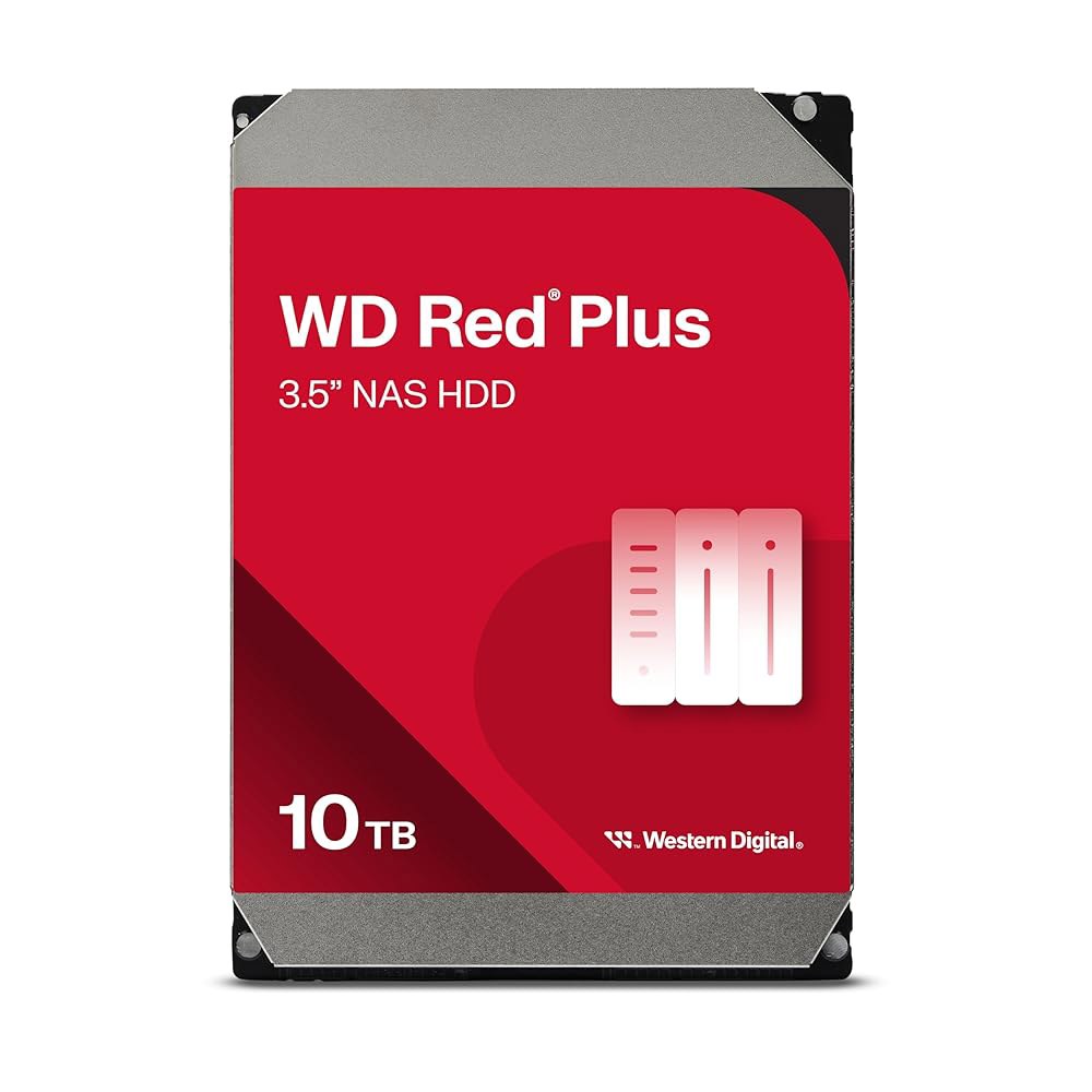 웨스턴 디지털 10TB WD 레드 플러스 NAS 내장 하드 드라이브 HDD - 7200RPM, SATA 6GB/s, CMR, 512MB 캐시, 3.5인치 WD100EFGX - 상품 이미지
